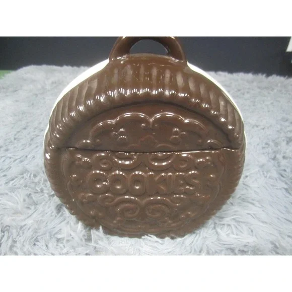 Vintage Brown Ceramic Sandwich Cookie Jar Cookies Japan Kitchen Retro Decor